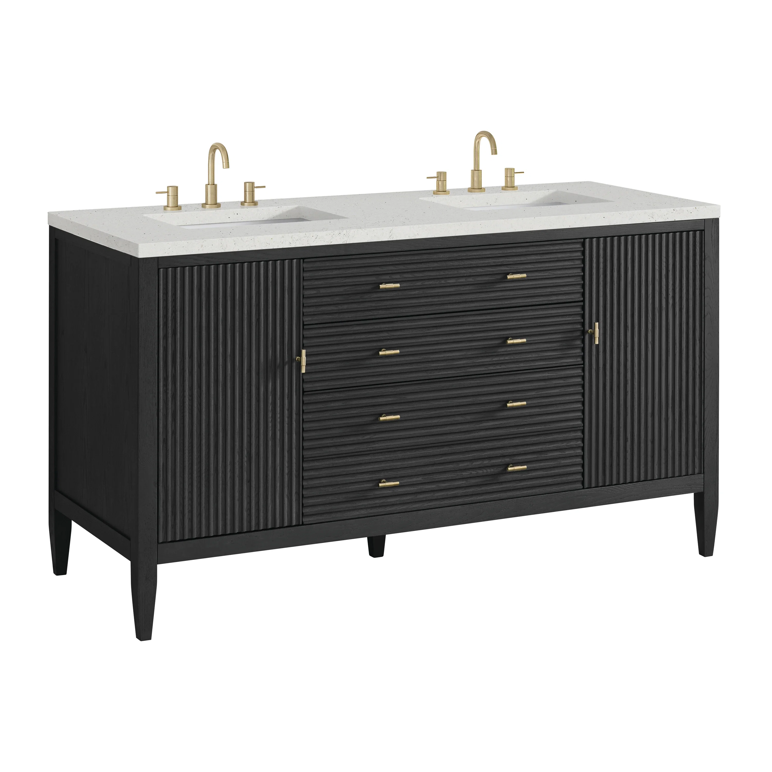 Myrrin 60" Double Vanity, Carbon Oak w/ 3 CM Lime Delight Silestone Top