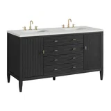 Myrrin 60" Double Vanity, Carbon Oak w/ 3 CM Lime Delight Silestone Top
