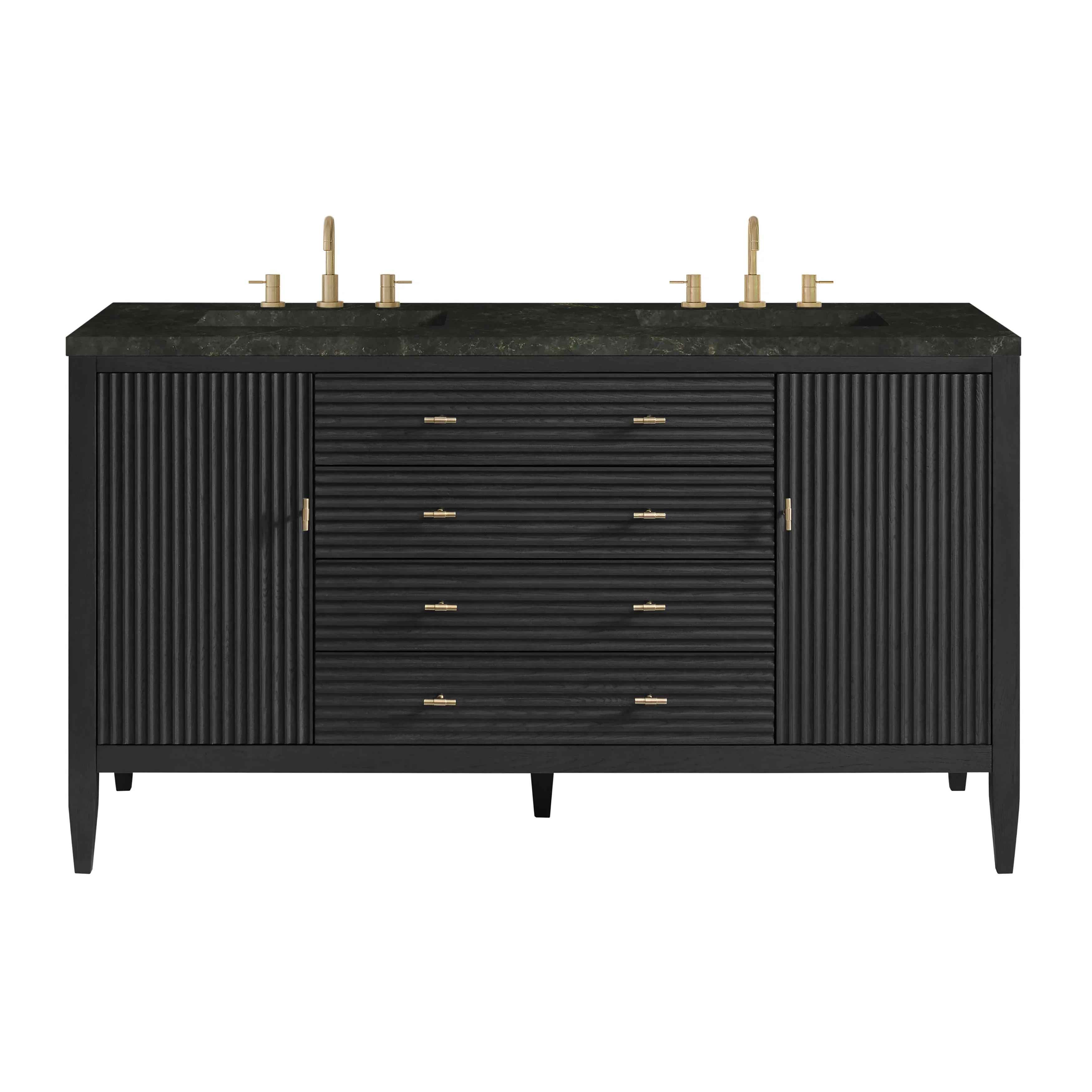 Myrrin 60" Double Vanity, Carbon Oak, w/ 3 CM Phantome Eclos Top