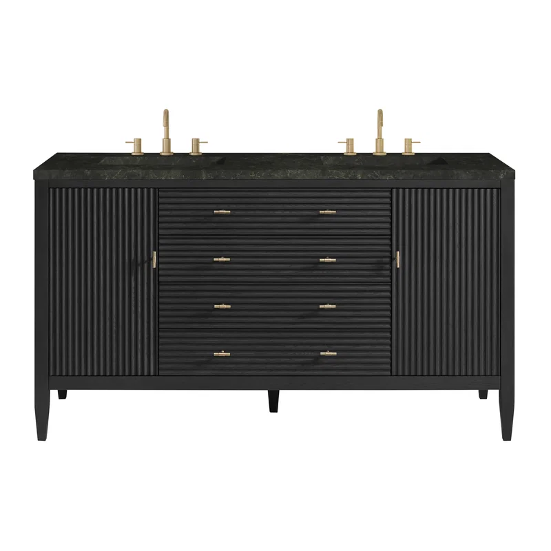 Myrrin 60" Double Vanity, Carbon Oak, w/ 3 CM Phantome Eclos Top