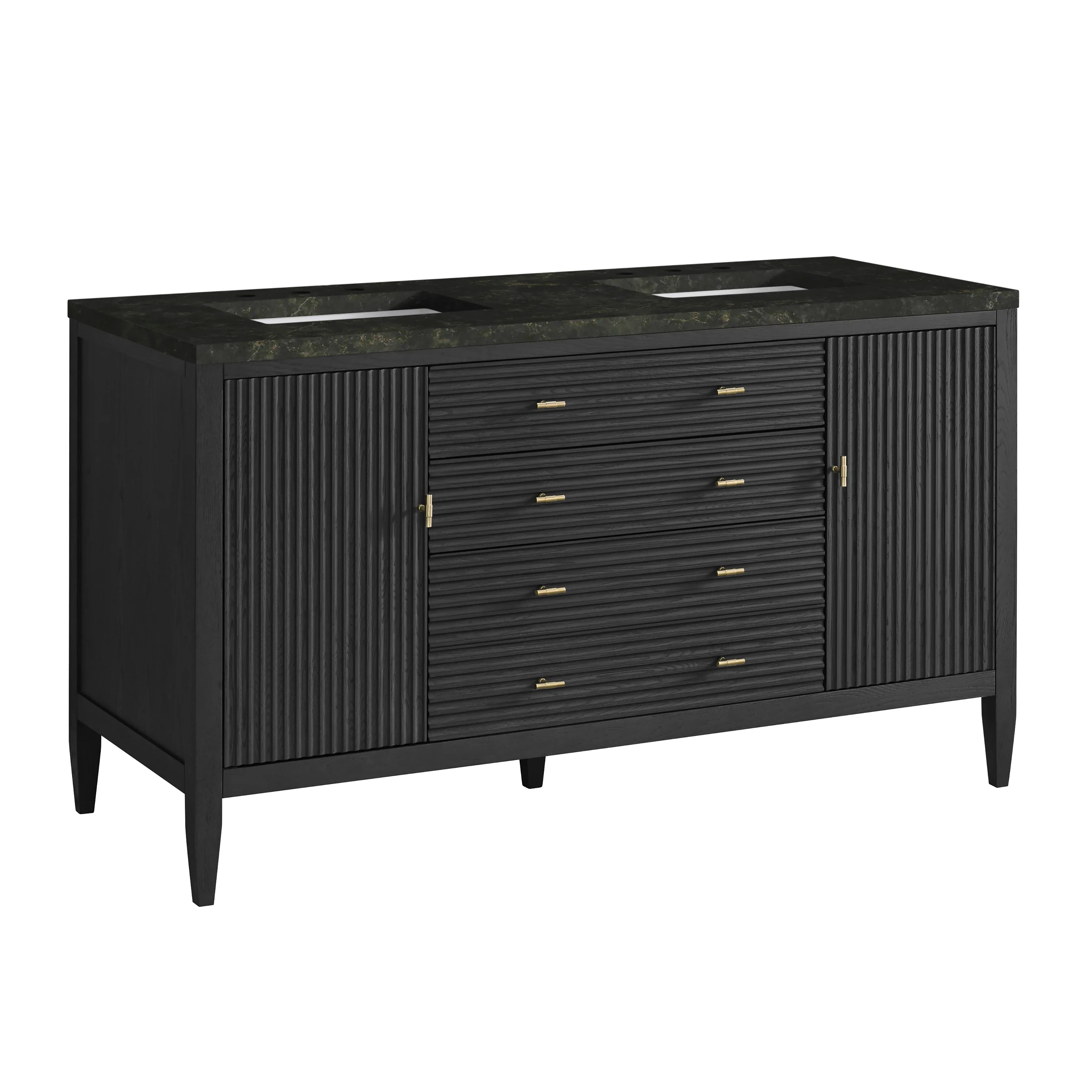 Myrrin 60" Double Vanity, Carbon Oak, w/ 3 CM Phantome Eclos Top