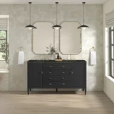 Myrrin 60" Double Vanity, Carbon Oak, w/ 3 CM Phantome Eclos Top