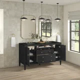 Myrrin 60" Double Vanity, Carbon Oak, w/ 3 CM Phantome Eclos Top
