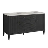 Myrrin 60" Double Vanity, Carbon Oak, w/ 3 CM Siberian Silestone Top
