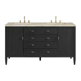 Myrrin 60" Double Vanity, Carbon Oak, w/ 3 CM Tajnar Eclos Top