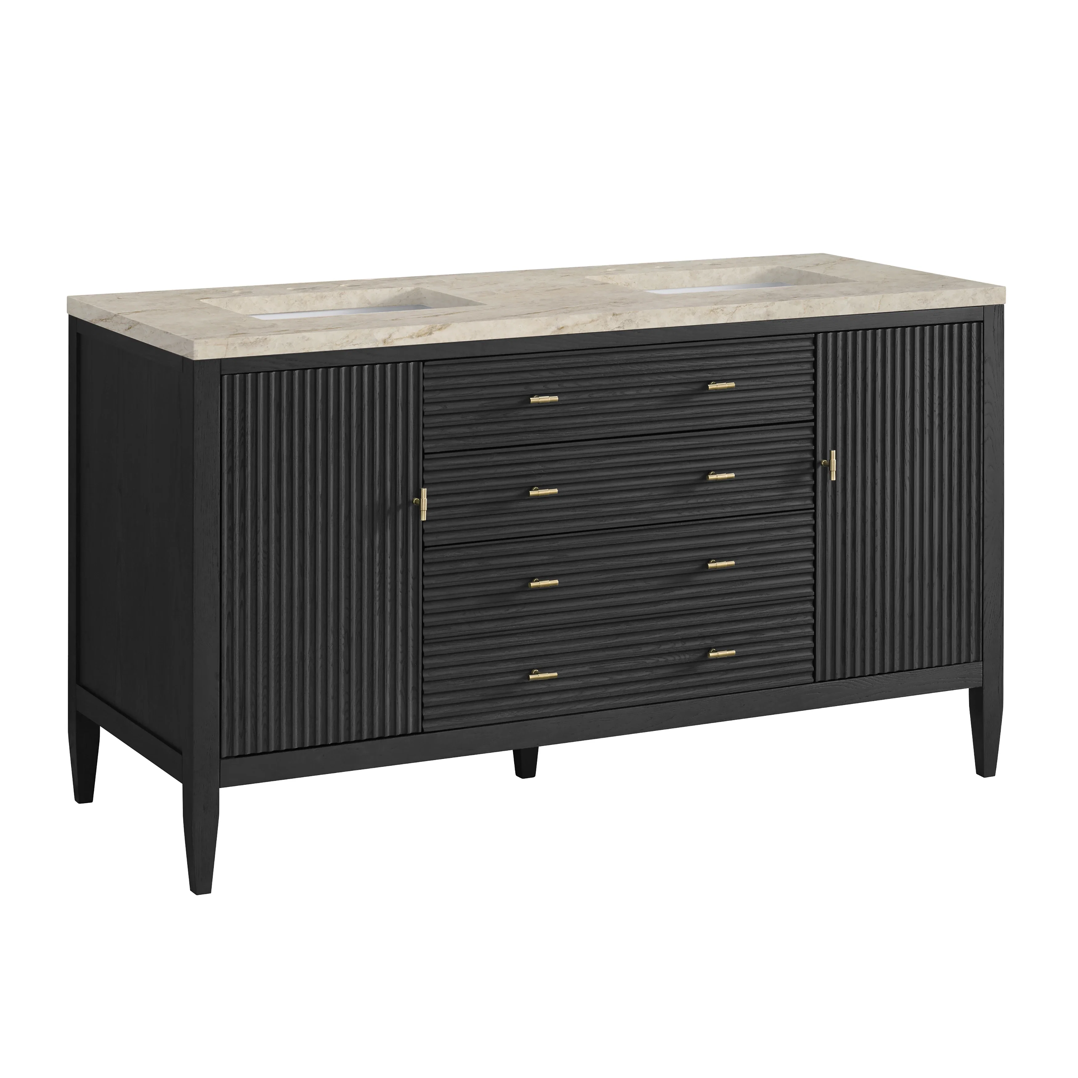 Myrrin 60" Double Vanity, Carbon Oak, w/ 3 CM Tajnar Eclos Top