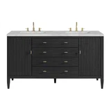 Myrrin 60" Double Vanity, Carbon Oak w/ 3 CM Victorian Silver Silestone Top