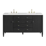 Myrrin 60" Double Vanity, Carbon Oak w/ 3 CM White Zeus Silestone Top