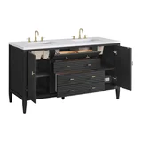 Myrrin 60" Double Vanity, Carbon Oak w/ 3 CM White Zeus Silestone Top
