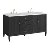 Myrrin 60" Double Vanity, Carbon Oak w/ 3 CM White Zeus Silestone Top