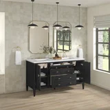 Myrrin 60" Double Vanity, Carbon Oak w/ 3 CM White Zeus Silestone Top