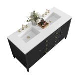 Myrrin 60" Double Vanity, Carbon Oak w/ 3 CM White Zeus Silestone Top