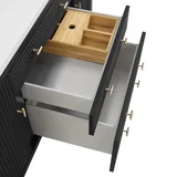 Myrrin 60" Double Vanity, Carbon Oak w/ 3 CM Parisien Bleu Silestone Top w/FreePower Wireless Charger