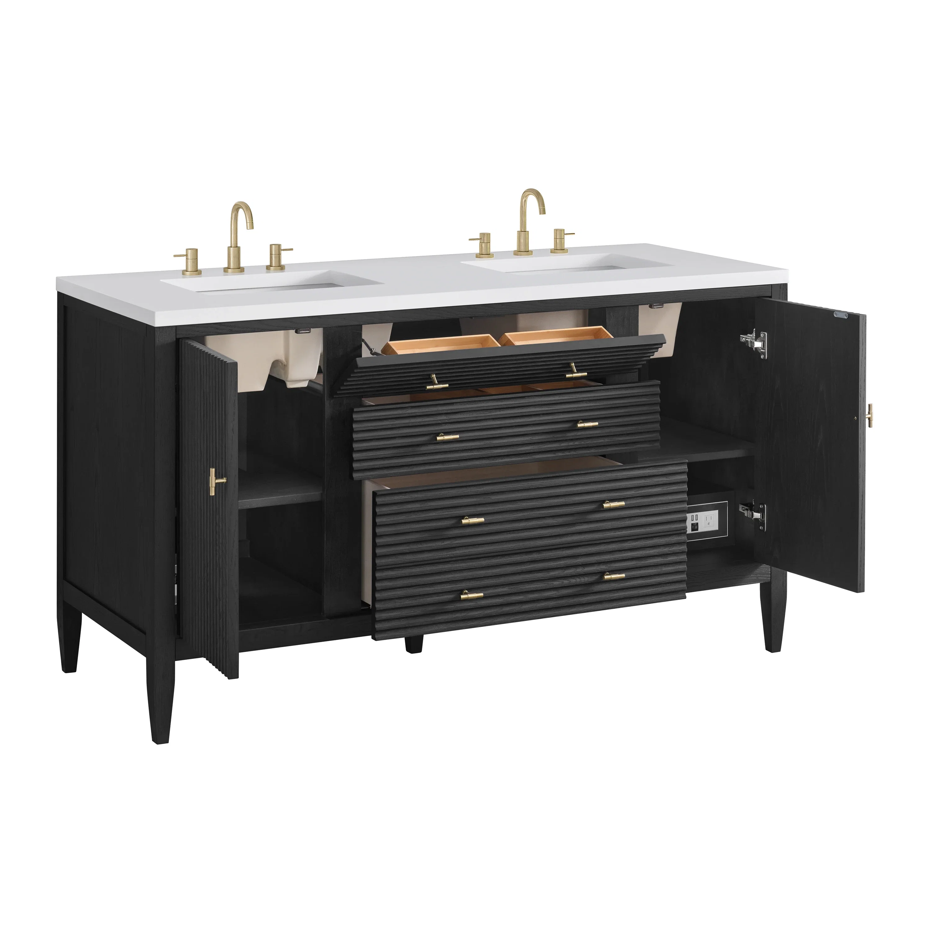 Myrrin 60" Double Vanity, Carbon Oak