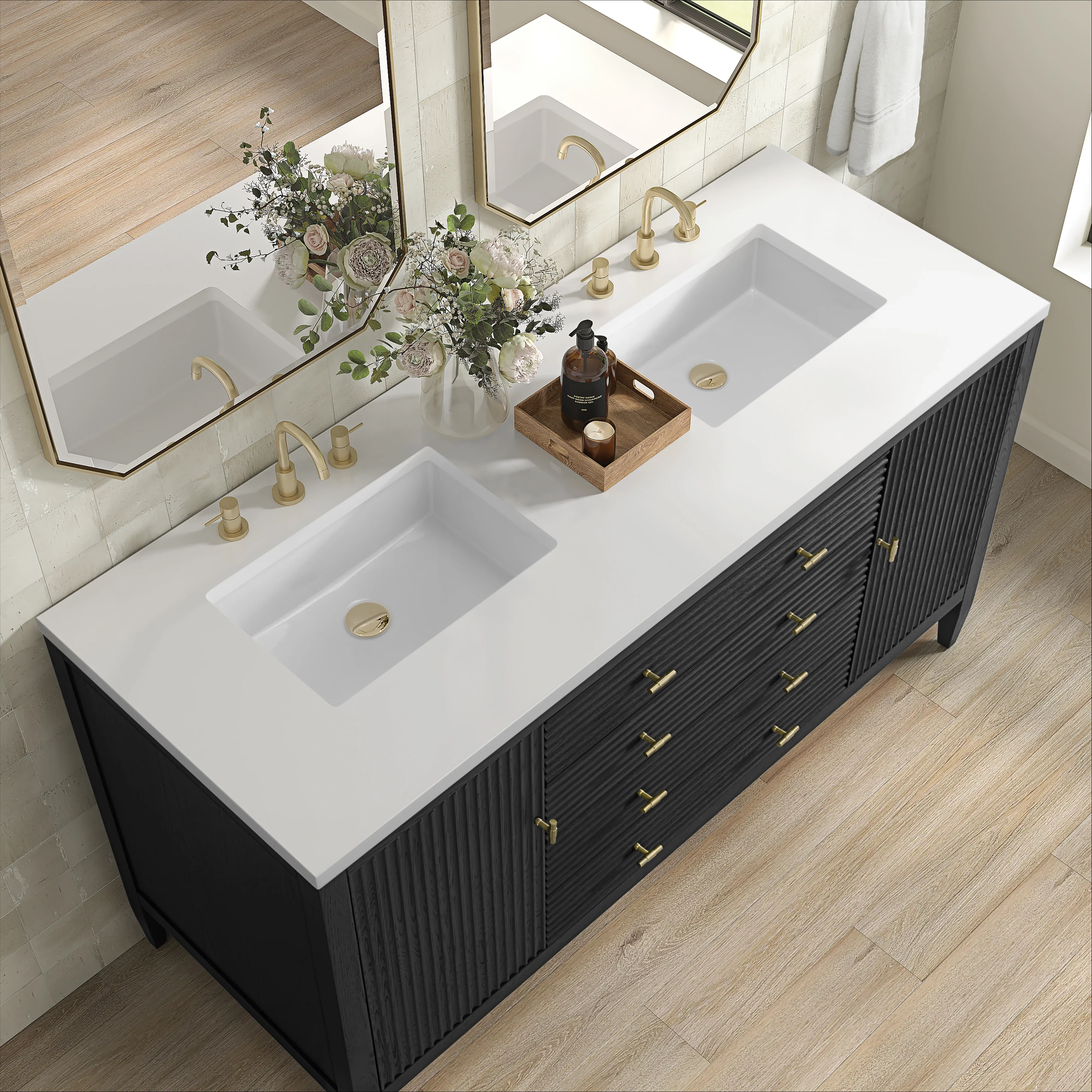 Myrrin 60" Double Vanity, Carbon Oak