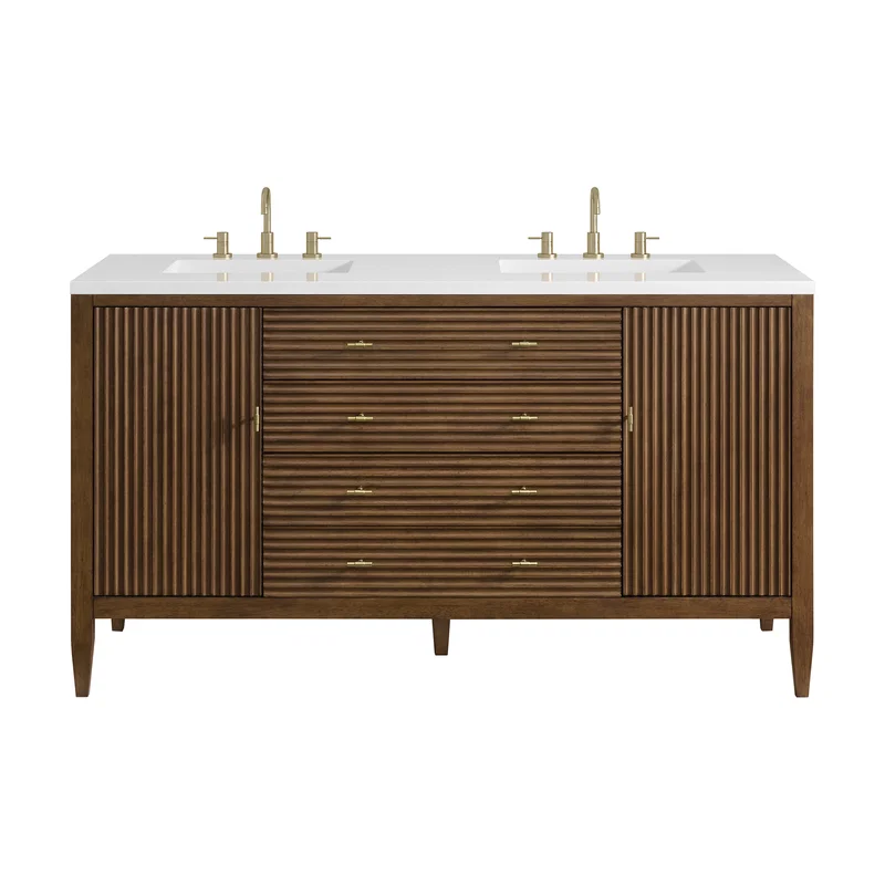Myrrin 60" Double Vanity, Mid Century Walnut