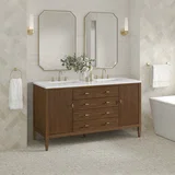 Myrrin 60" Double Vanity, Mid Century Walnut