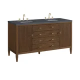 Myrrin 60" Double Vanity, Mid Century Walnut w/ 3 CM Charcoal Soapstone Silestone Top