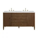 Myrrin 60" Double Vanity, Mid Century Walnut w/ 3 CM Ethereal Noctis Silestone Top