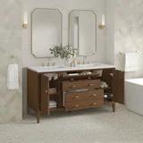 Myrrin 60" Double Vanity, Mid Century Walnut w/ 3 CM Ethereal Noctis Silestone Top