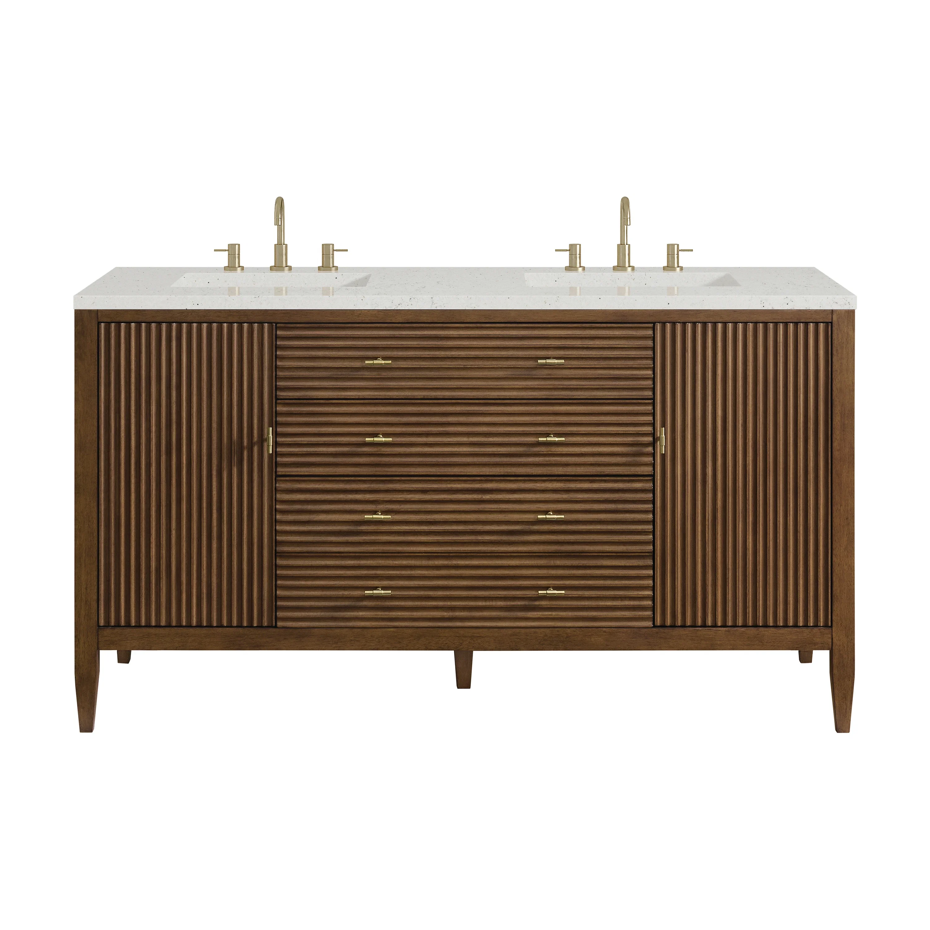Myrrin 60" Double Vanity, Mid Century Walnut w/ 3 CM Lime Delight Silestone Top
