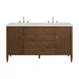 Myrrin 60" Double Vanity, Mid Century Walnut w/ 3 CM Lime Delight Silestone Top