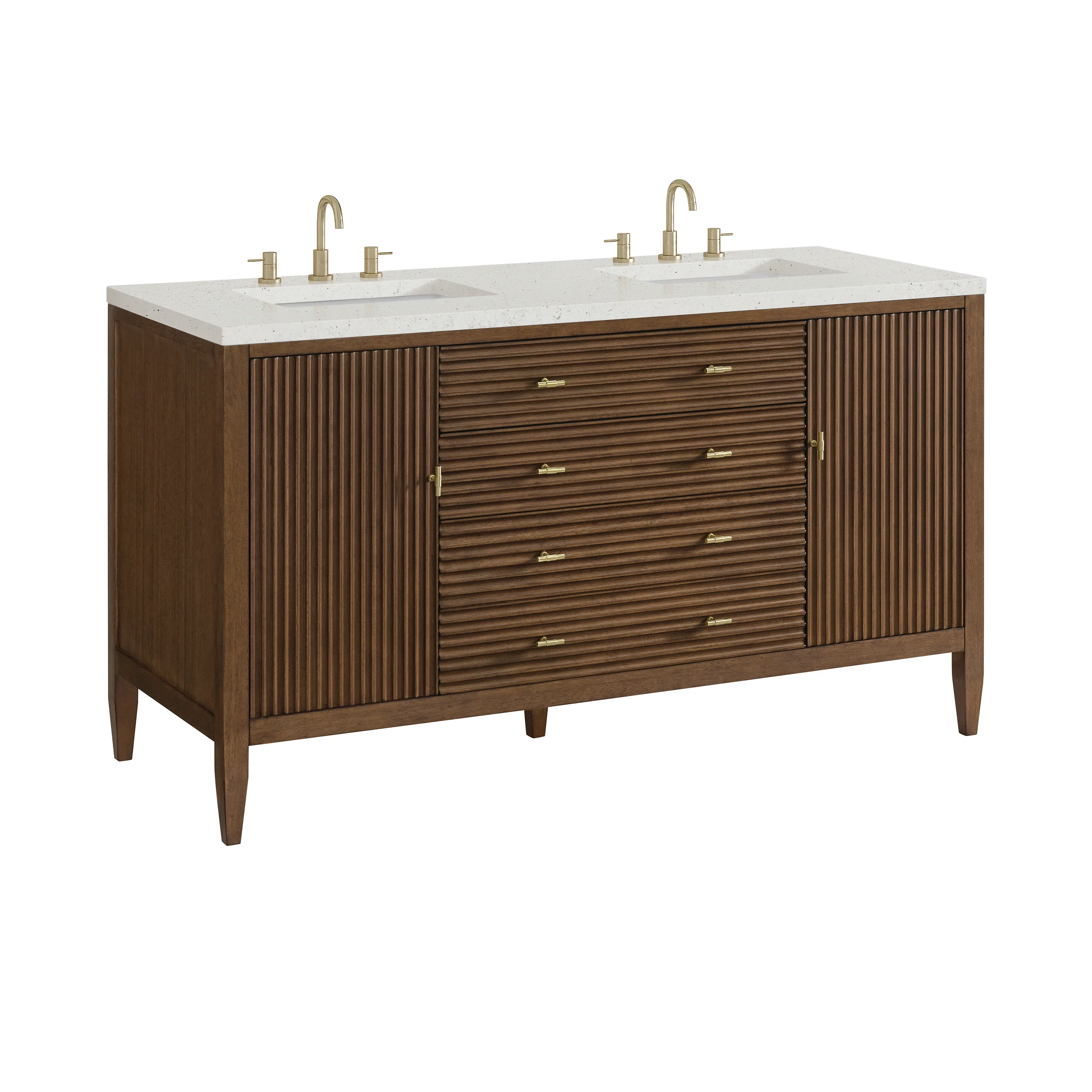 Myrrin 60" Double Vanity, Mid Century Walnut w/ 3 CM Lime Delight Silestone Top