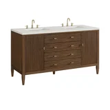 Myrrin 60" Double Vanity, Mid Century Walnut w/ 3 CM Lime Delight Silestone Top