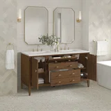 Myrrin 60" Double Vanity, Mid Century Walnut w/ 3 CM Lime Delight Silestone Top