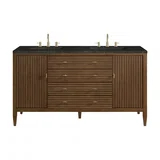 Myrrin 60" Double Vanity, Mid Century Walnut, w/ 3 CM Phantome Eclos Top