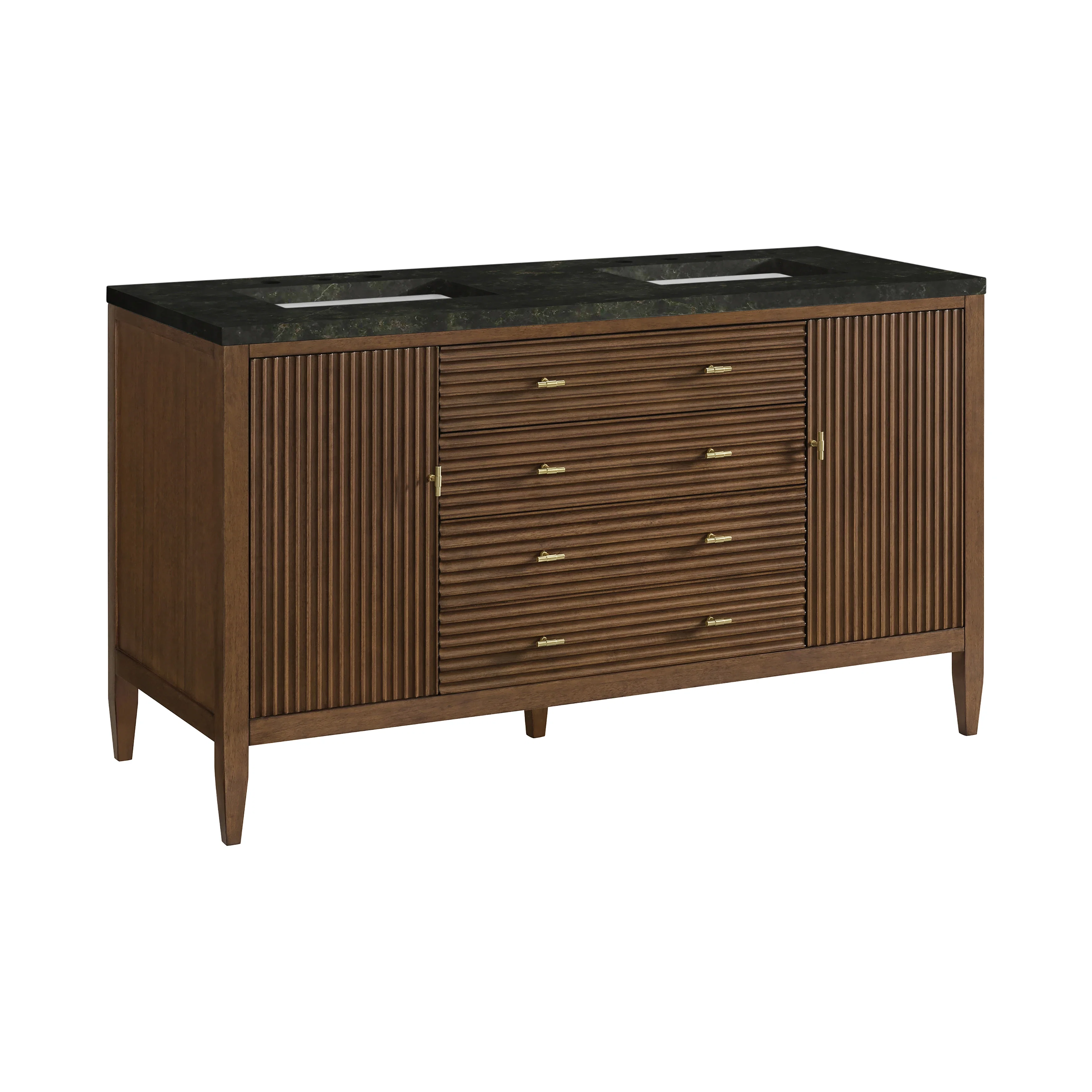 Myrrin 60" Double Vanity, Mid Century Walnut, w/ 3 CM Phantome Eclos Top
