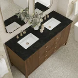 Myrrin 60" Double Vanity, Mid Century Walnut, w/ 3 CM Phantome Eclos Top
