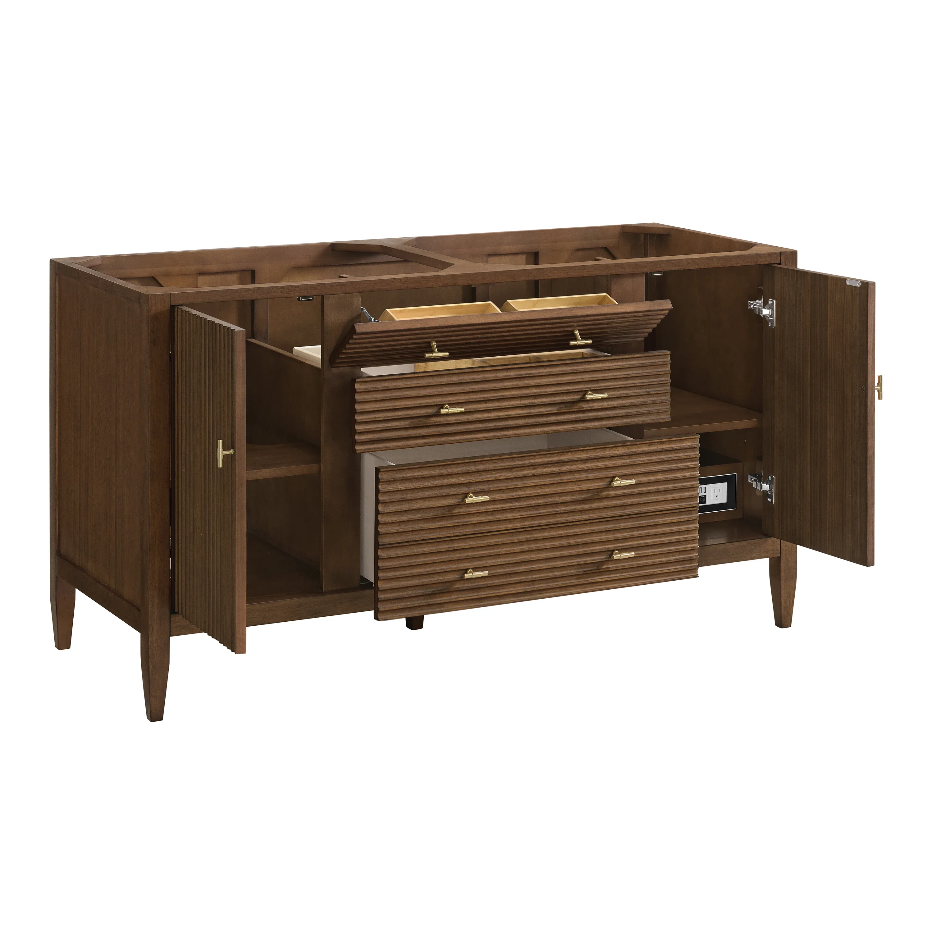Myrrin 60" Double Vanity, Mid Century Walnut, w/ 3 CM Phantome Eclos Top
