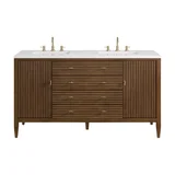 Myrrin 60" Double Vanity, Mid Century Walnut w/ 3 CM White Zeus Silestone Top
