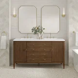 Myrrin 60" Double Vanity, Mid Century Walnut w/ 3 CM White Zeus Silestone Top