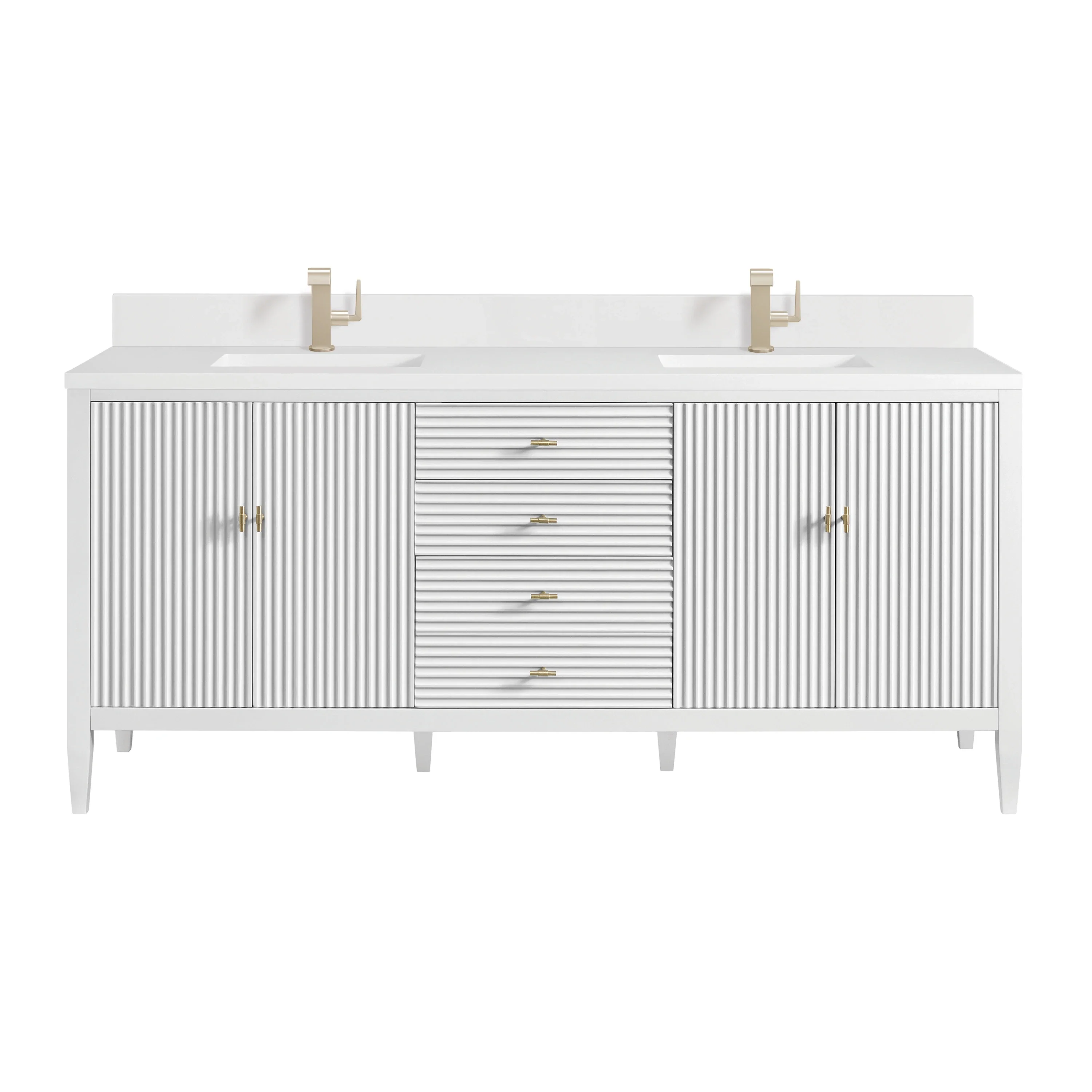 Myrrin 72" Vanity, Bright White w/ Single Hole 3 CM White Zeus Silestone Top & Backsplash