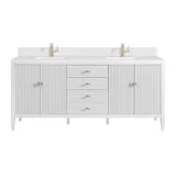 Myrrin 72" Vanity, Bright White w/ Single Hole 3 CM White Zeus Silestone Top & Backsplash