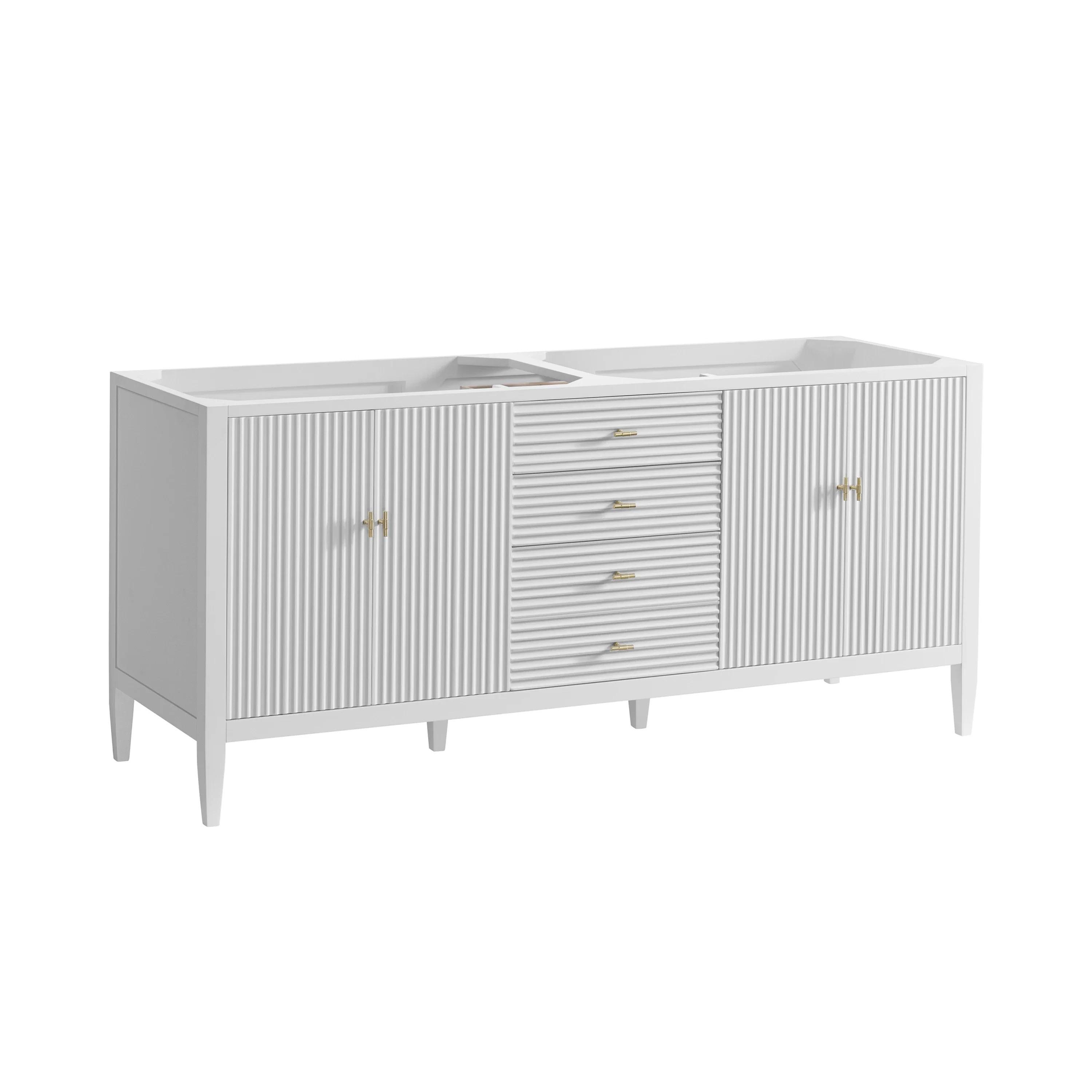 Myrrin 72" Double Vanity, Bright White w/ 3 CM Carrara White Marble Top