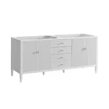 Myrrin 72" Double Vanity, Bright White w/ 3 CM Carrara White Marble Top