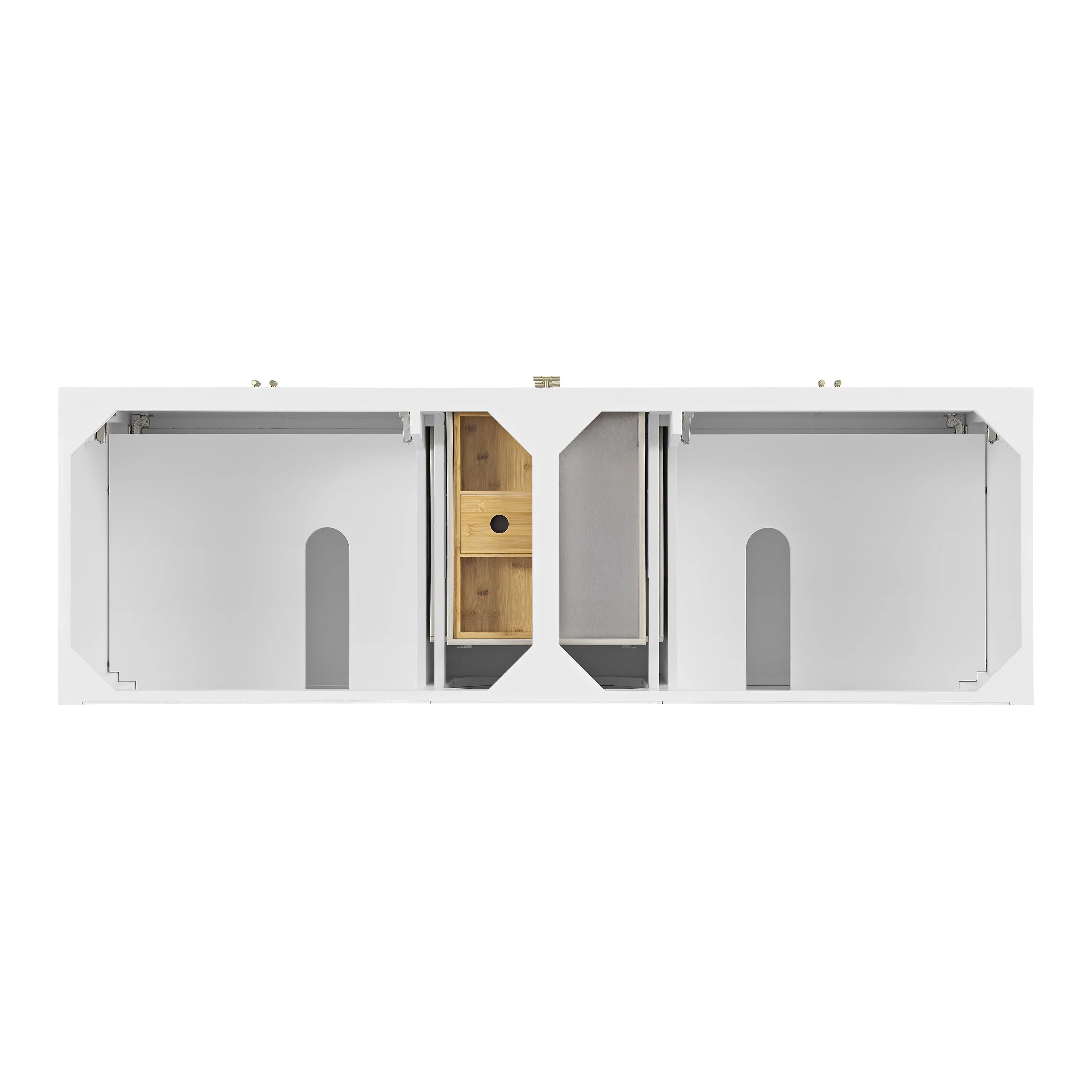 Myrrin 72" Double Vanity, Bright White w/ 3 CM Carrara White Marble Top