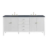 Myrrin 72" Double Vanity, Bright White w/ 3 CM Charcoal Soapstone Silestone Top