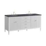 Myrrin 72" Double Vanity, Bright White w/ 3 CM Charcoal Soapstone Silestone Top