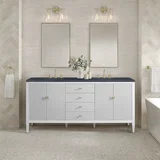 Myrrin 72" Double Vanity, Bright White w/ 3 CM Charcoal Soapstone Silestone Top