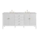 Myrrin 72" Double Vanity, Bright White w/ 3 CM Eternal Jasmine Pearl Silestone Top