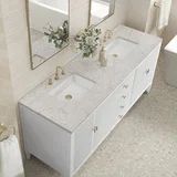 Myrrin 72" Double Vanity, Bright White w/ 3 CM Eternal Jasmine Pearl Silestone Top