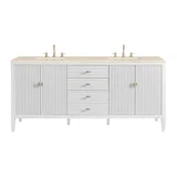 Myrrin 72" Double Vanity, Bright White w/ 3 CM Eternal Marfil Silestone Top