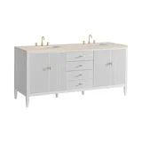 Myrrin 72" Double Vanity, Bright White w/ 3 CM Eternal Marfil Silestone Top