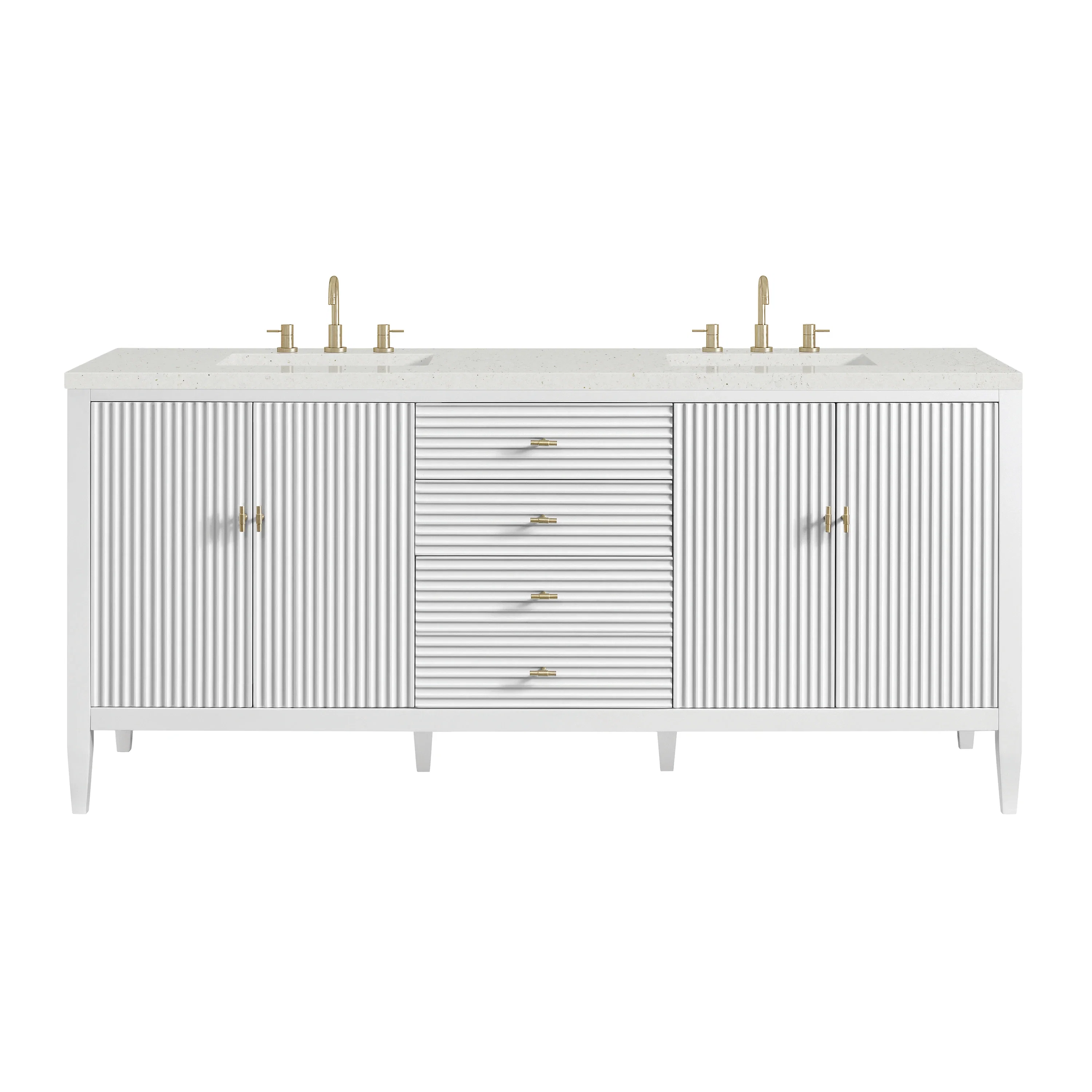 Myrrin 72" Double Vanity, Bright White w/ 3 CM Lime Delight Silestone Top