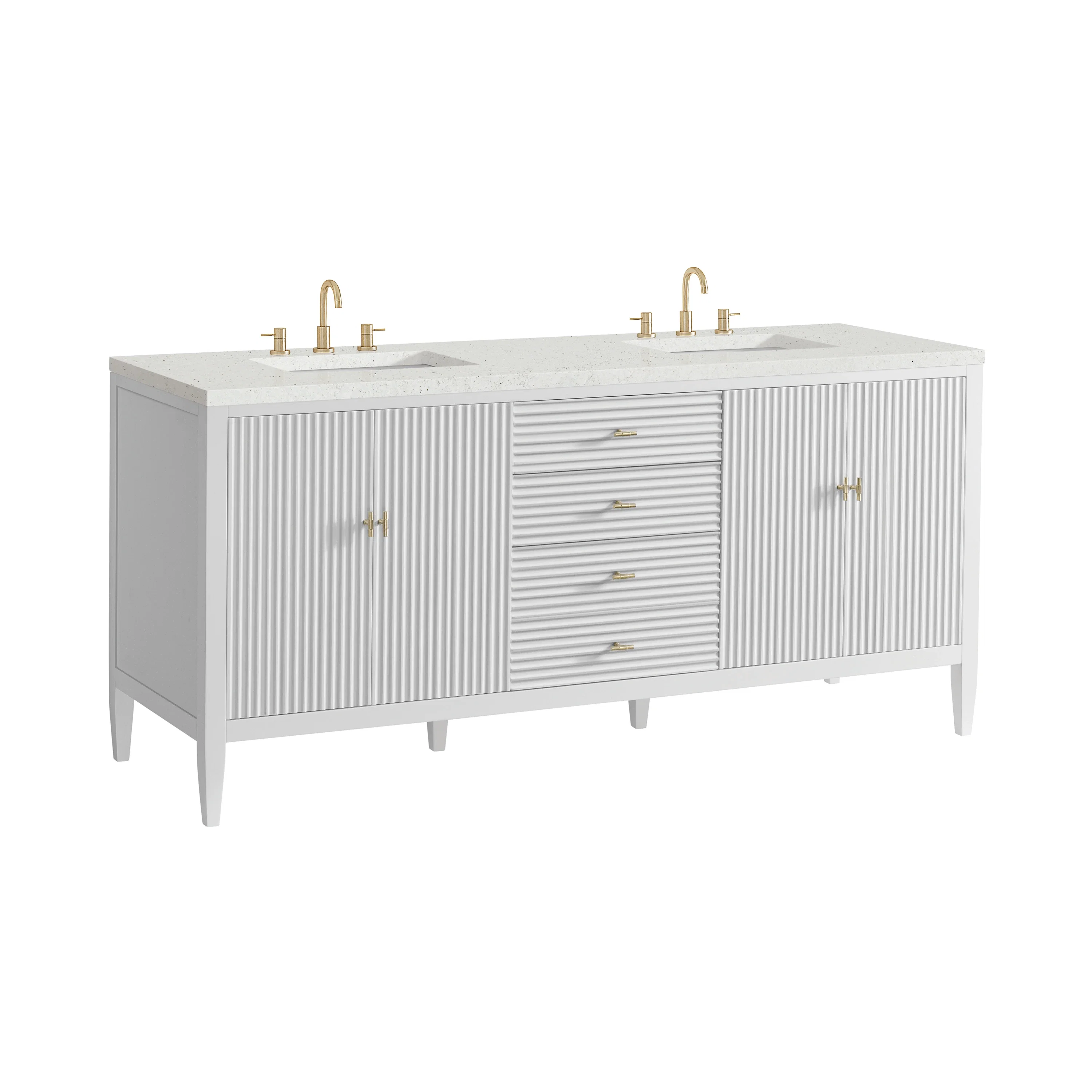 Myrrin 72" Double Vanity, Bright White w/ 3 CM Lime Delight Silestone Top
