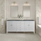 Myrrin 72" Double Vanity, Bright White w/ 3 CM Parisien Bleu Silestone Top